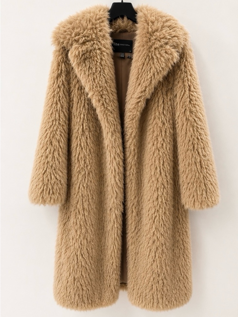 Statement faux fur coat from MNG Selection in the prettiest warm camel tone